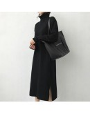  Sweater Dress Women Autumn Winter Thicken Warm Turtleneck Long Knitted Dresses  Loose Straight Gray Vestido Femme