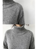  Sweater Dress Women Autumn Winter Thicken Warm Turtleneck Long Knitted Dresses  Loose Straight Gray Vestido Femme