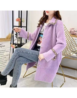  Autumn Long Knitted Cardigan Women  Loose Faux Mink fleece Sweater Solid Female Cardigans Women Outerwear Coats