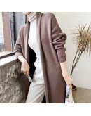 Fall Winter High  Long Cardigan Women Elegant Lazy Loose Thick Knitted Cashmere Sweater Overiszed Cropped Cardigans