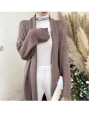 Fall Winter High  Long Cardigan Women Elegant Lazy Loose Thick Knitted Cashmere Sweater Overiszed Cropped Cardigans