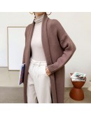 Fall Winter High  Long Cardigan Women Elegant Lazy Loose Thick Knitted Cashmere Sweater Overiszed Cropped Cardigans