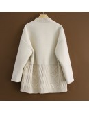  Knitted Cardigan Coat Spring Autumn V-Neck Elegant Midi Cropped Cardigan High  white Sweater Plus Size