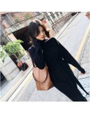  Autumn Winter Vintage Turtleneck Sweater Dress Women's Loose Long Sashes Knitted Dresses Elegant Black Maxi Vestidos Mujer