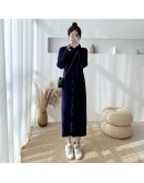 Half Turtleneck Loose Long Knitted Dress Fall Winter Single Breasted Sweater Dresses Straight Maxi Harajuku Vestidos Mujer