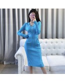 Autumn Women's Knitted Dress V-Neck Sexy Sheath Dresses  Spring Long Sleeve Pink Black Long Party Vestido Mujer