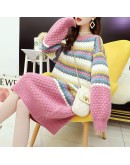 Autumn Winter Oversize Sweater Dress Women  Lazzy Knitted Dresses Stripe Print Vestido Warm Cute Mid-calf Dress