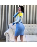 Spring Autumn Chic Hit Color Knitted Dress Women Slim Sexy Bodycon Sheath Hip Package Sweater Dresses Harajuku Mini Vestido