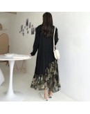  Autumn Irregular Patchwork Maxi Dress Women Long Sleeve Hit Color Camouflage Long Dresses Loose Oversized Big Shirt Vestido