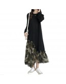  Autumn Irregular Patchwork Maxi Dress Women Long Sleeve Hit Color Camouflage Long Dresses Loose Oversized Big Shirt Vestido