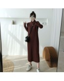 Long Maix Sweater Dress Women's Autumn Winter Loose Knitted Dresses Ladies Bottom Oversize Turtleneck Vestidos Mujer