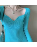  Spring Autumn Sexy Knitting Dress Women's V-Neck Long Sleeve Slim Fit Long Sweater Dresses Elastic Vestido Femme