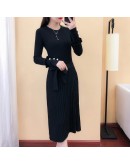 Autumn Winter Sweater Dress Women  Elegant Ladies Knitted Office Vestido Bandage Plus Size Long Sleeve Mid-calf Dress