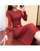 Autumn Winter Sweater Dress Women  Elegant Ladies Knitted Office Vestido Bandage Plus Size Long Sleeve Mid-calf Dress