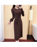 Autumn Winter Sweater Dress Women  Elegant Ladies Knitted Office Vestido Bandage Plus Size Long Sleeve Mid-calf Dress