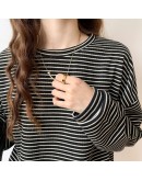 Spring Autumn Classic Striped T Shirt Oversize Women's T-Shirts  Long Sleeve O-Neck Casual Shirts Female Knitting Tops