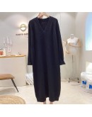 Autumn Winter Knitted Dress Women   Clothing V-Neck Loose Oversize Pullover Sweater Dresses Casual Long Vestido