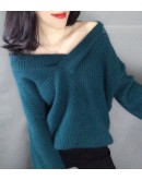 Autumn Winter Lantern Sleeve Cashmere Sweaters Women loose Pullover Soft V Neck bottoming Jersey Faux Alpaca knitted Sweater