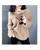 Autumn Winter Lantern Sleeve Cashmere Sweaters Women loose Pullover Soft V Neck bottoming Jersey Faux Alpaca knitted Sweater