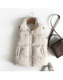  Women Autumn Vest Coat Stand Collar Women Cotton Vest Warm Chaleco Mujer Gilet Casaco waistcoat sleeveless jacket women