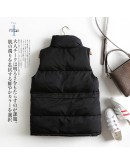  Women Autumn Vest Coat Stand Collar Women Cotton Vest Warm Chaleco Mujer Gilet Casaco waistcoat sleeveless jacket women