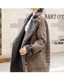 Women Winter Coat Turn Down Collar Fur Women Long Plaid Jacket Coat Fur Inner Feece Coat Casaco Feminino Plus Size Parka