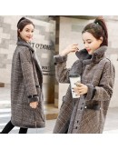 Women Winter Coat Turn Down Collar Fur Women Long Plaid Jacket Coat Fur Inner Feece Coat Casaco Feminino Plus Size Parka