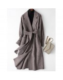 Spring Autumn Wool Cashmere Coat Alpaca Warm Winter Women Long Woolen Coat Office Lady Slim Female Overcoat Plus Size 4XL