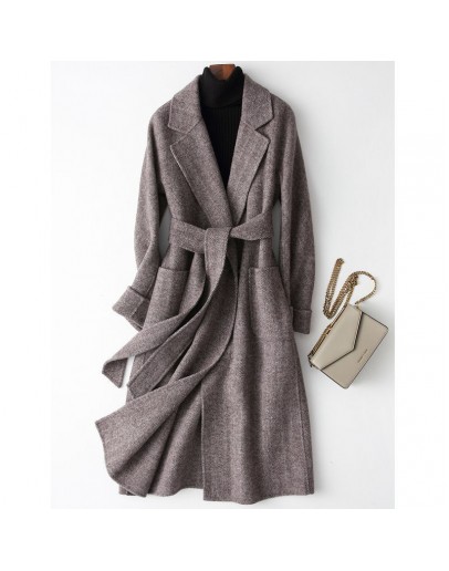 Spring Autumn Wool Cashmere Coat Alpaca Warm Winter Women Long Woolen Coat Office Lady Slim Female Overcoat Plus Size 4XL