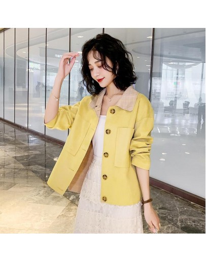  Chic Autumn Suede Jacket Women Spring Short Outerwear Coat Sweet Color Green Yellow Overcoat Mujer Chaqueta