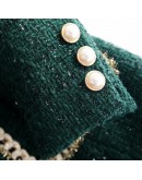  Elegant Spring Autumn Tweed Wool Coat European Fragrance Style Webbing Patchwork Sashes Coats Women Office Work Jacket