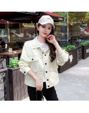 Spring Autumn  Cotton Jacket Oversized  Style Single Breasted Chic Denim Coats Beige Streetwear Jackets Cowboy Outwear