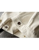 Spring Autumn  Cotton Jacket Oversized  Style Single Breasted Chic Denim Coats Beige Streetwear Jackets Cowboy Outwear