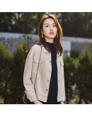  Autumn Short Suede Jacket Women   Thin Outerwear Coat Spring Casual Streetwear Beige Pink Chaquetas Mujer