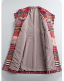 High  Autumn Winter Plaid Woolen Coats for Women Elegant Vintage Sashes Jacket Wool Coat Ladies Long Parka Plus Size