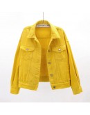 Candy Color Cotton Jacket Women Spring Autumn Short Coat Pink Jean Jackets Casual Tops White Purple Yellow Loose Outerwear