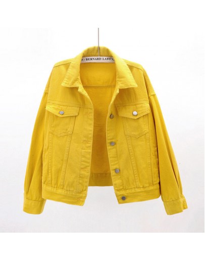 Candy Color Cotton Jacket Women Spring Autumn Short Coat Pink Jean Jackets Casual Tops White Purple Yellow Loose Outerwear