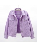 Candy Color Cotton Jacket Women Spring Autumn Short Coat Pink Jean Jackets Casual Tops White Purple Yellow Loose Outerwear