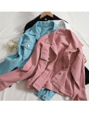  Autumn Outerwear Jacket Women Casual Solid Short Cotton Coat with Pockets Pink White Red Overcoat Mujer Chaqueta