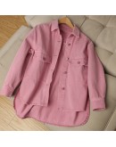 Loose  Women Jacket Oversized  Style Single Breasted Chic Coats Spring Autumn Cowboy Jackets Outwear Plum color