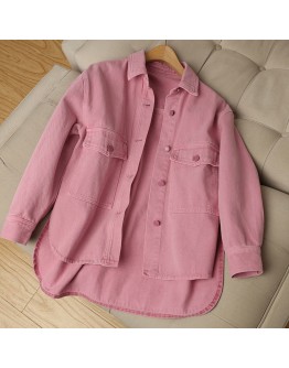 Loose  Women Jacket Oversized  Style Single Breasted Chic Coats Spring Autumn Cowboy Jackets Outwear Plum color