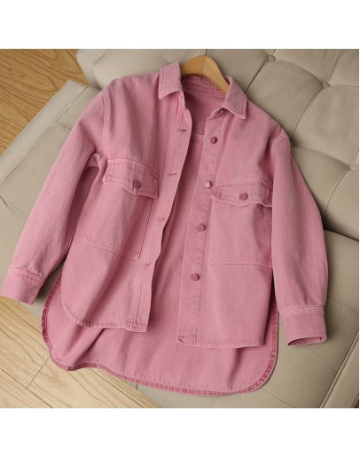 Loose  Women Jacket Oversized  Style Single Breasted Chic Coats Spring Autumn Cowboy Jackets Outwear Plum color