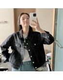 Spring Autumn Streetwear Jacket Oversized  Style Single Breasted Chic Denim Coats Yellow Black Jeans Jackets Outwear