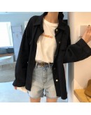 Fall Women Cotton Jacket Oversized  Style Single Breasted Chic Loose White Coats Spring Autumn Cowboy Jackets Outwear