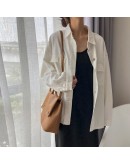 Fall Women Cotton Jacket Oversized  Style Single Breasted Chic Loose White Coats Spring Autumn Cowboy Jackets Outwear