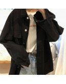 Fall Women Cotton Jacket Oversized  Style Single Breasted Chic Loose White Coats Spring Autumn Cowboy Jackets Outwear