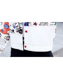  Spring Jacket Women  Fall White Denim Jackets Loose Short Coat Female Graffiti Print Jeans Coat chamarras de mujer