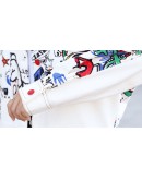  Spring Jacket Women  Fall White Denim Jackets Loose Short Coat Female Graffiti Print Jeans Coat chamarras de mujer