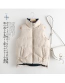 Side Zipper Cotton Padded Women's Vest Jacket Autumn Winter Warm Bubble Vest Waistcoat Women Bodywarm Clothing Chalecos