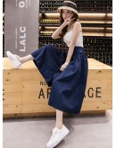 Casual Cotton Big Wide Leg Pants Women High Waist Summer Loose Calf-Length Streetwear Trousers Ladies Harajuku Pantalones Mujer